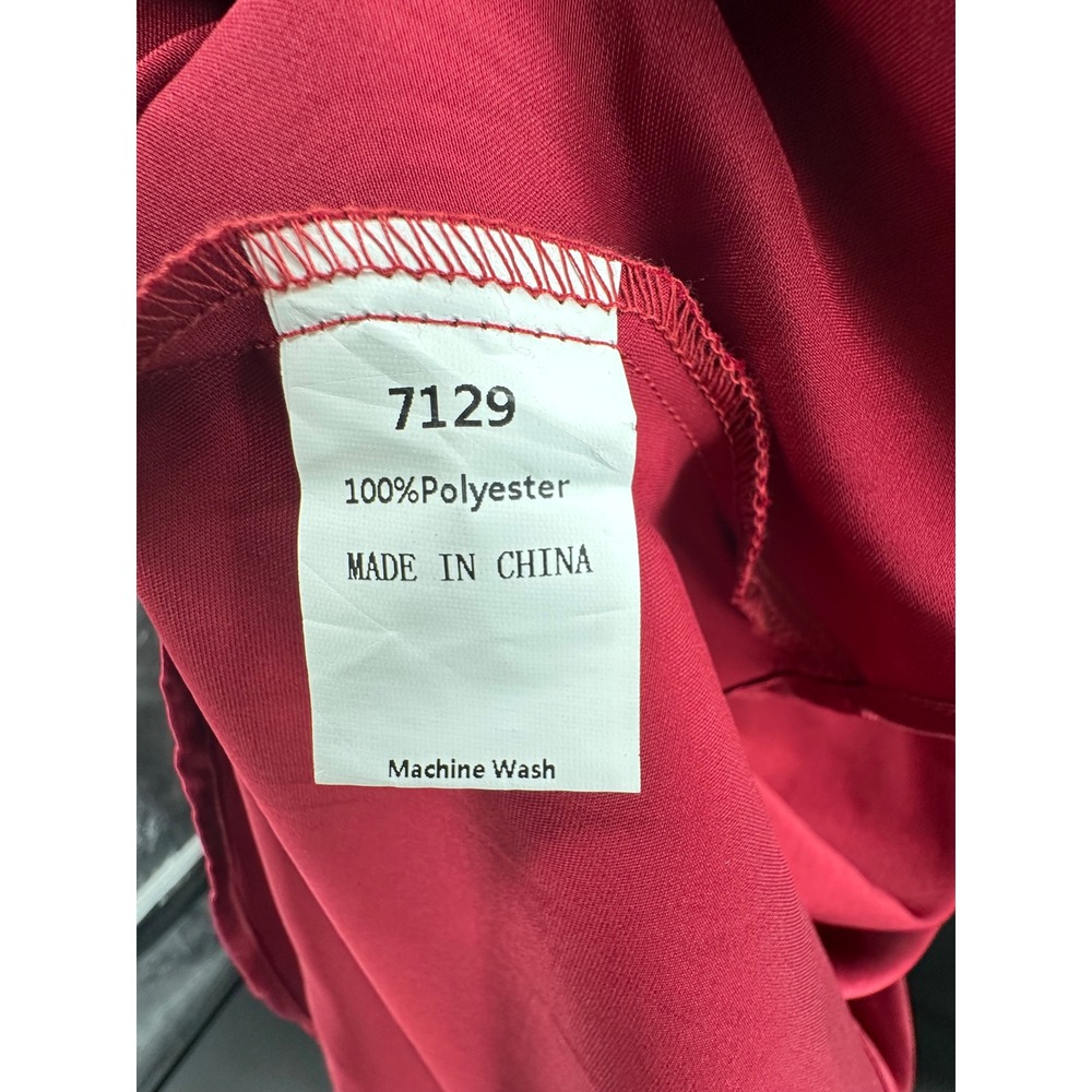 PrettyGarden Wine Red Satin Wrap Midi Dress Cocktail Party Cap Sleeve Medium - Picture 6 of 6